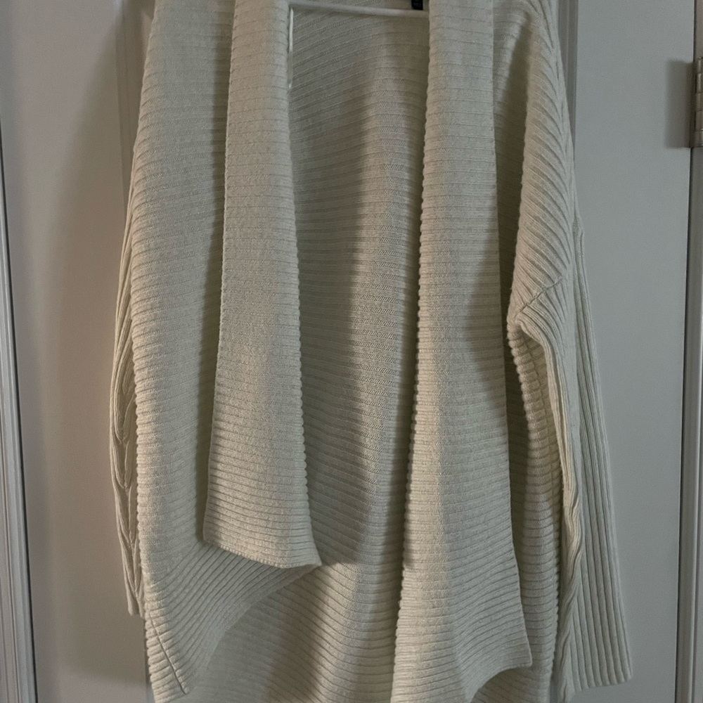 Apt. 9 Cream Ribbed Open-Front Cardigan